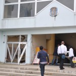 太平洋の海岸から数百㍍離れた場所にある浪江町の小学校。津波が一階まで浸透した。２０１６年5月２５日
